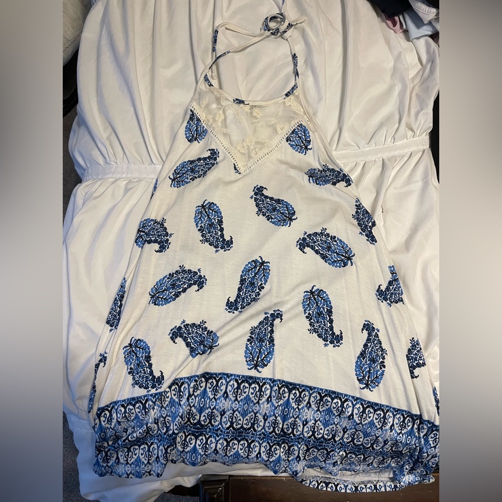 Maurice’s Halter White Patterned Halter Top, Size XL